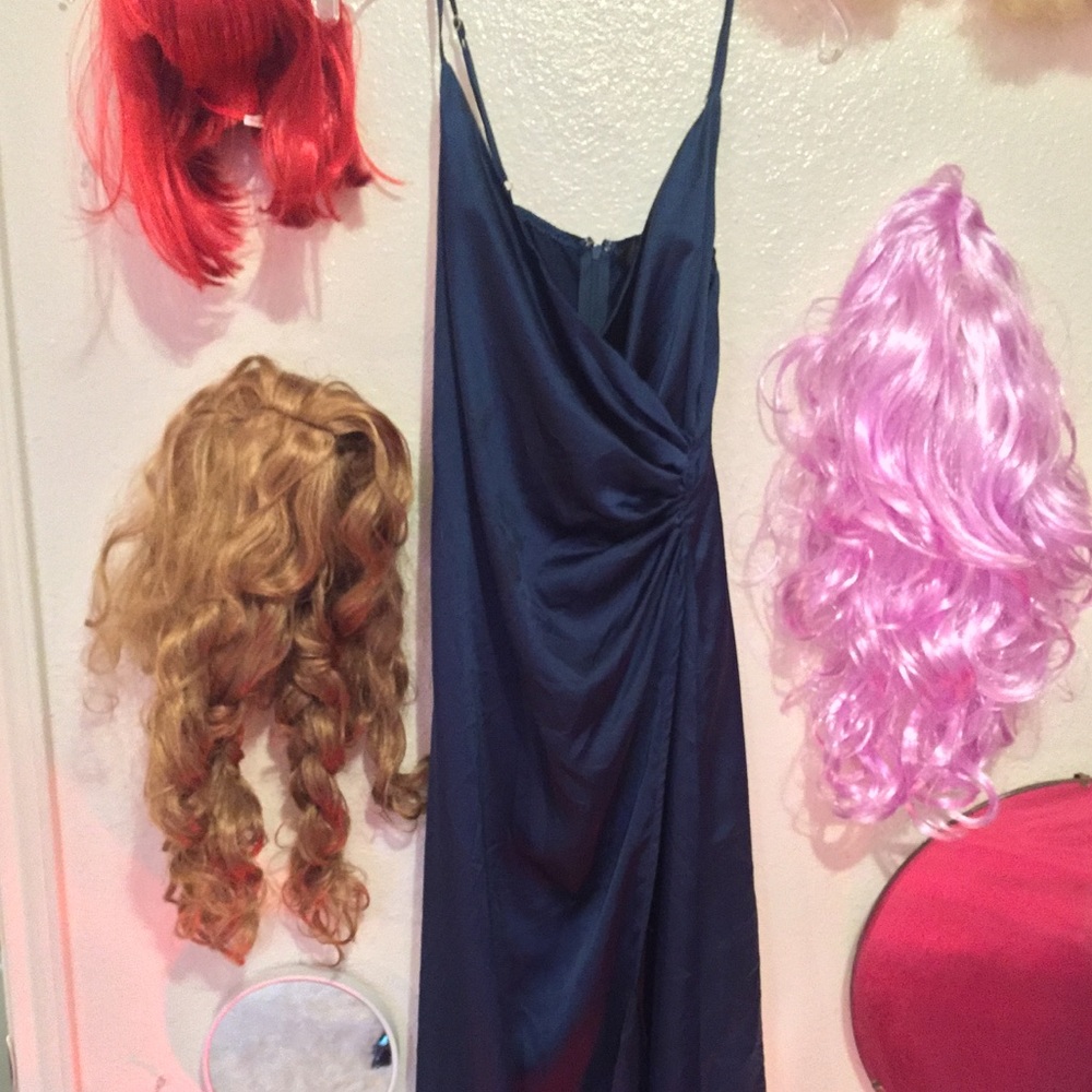 Sexy satin wrap dress maxi with thigh slit